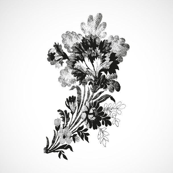 Zweig mit Blumen auf dem diagonalen, vintage isolierten Hintergrundvektor - Vektor, Bild
