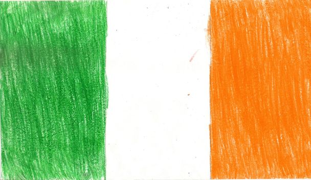 Ireland irish flag, pencil drawing illustration kid style photo image - Φωτογραφία, εικόνα