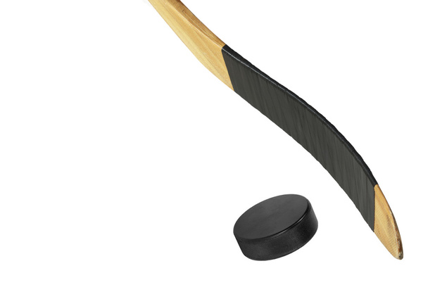Hockey puck and stick - Фото, изображение