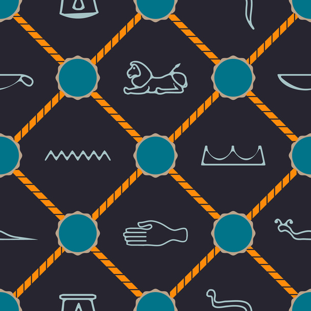 Seamless background with Egyptian hieroglyphs - Vector, Image