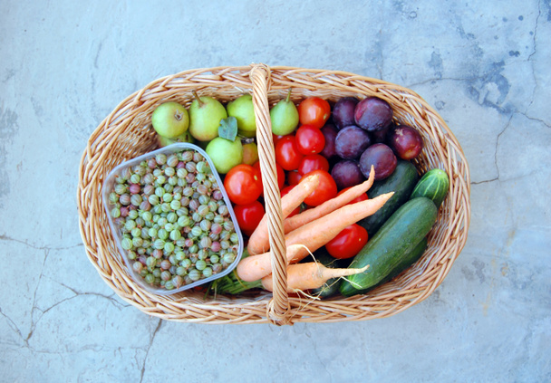 Vegetables and fruits in a basket - Photo, Image