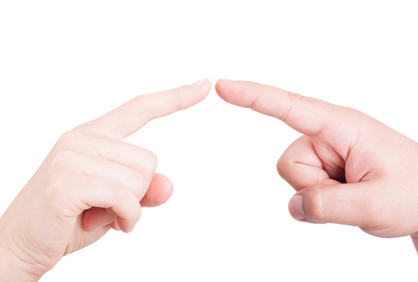 Hombre y mujer mano tocando dedos
 - Foto, imagen