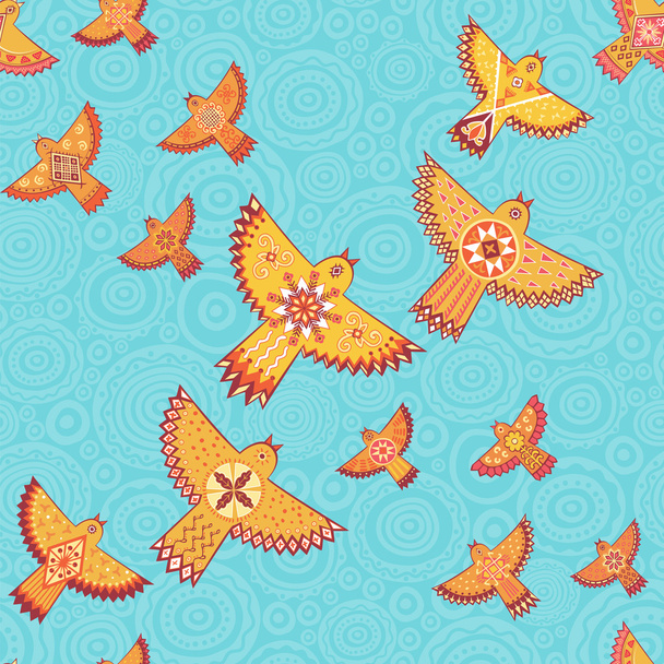 Векторный бесшовный рисунок со стилизованными птицами
.  - Вектор,изображение