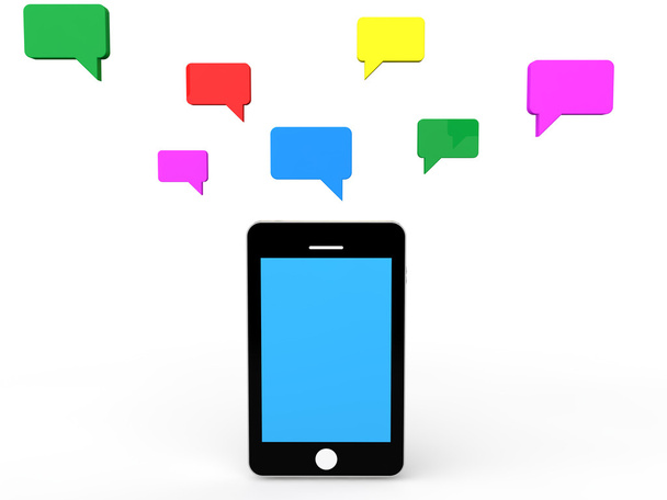 3d cellphone and talk bubbles - Φωτογραφία, εικόνα
