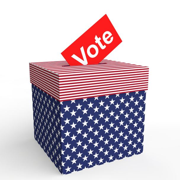3d USA themed ballot box and vote - 写真・画像