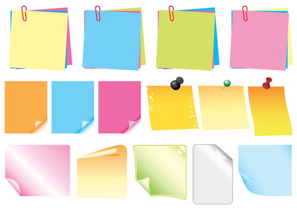 post-it and stickers - Vector, Image
