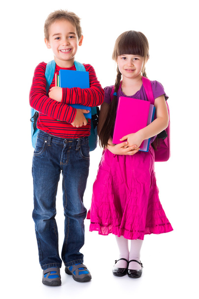 Cute little schoolgirl and schoolboy - Foto, Imagem