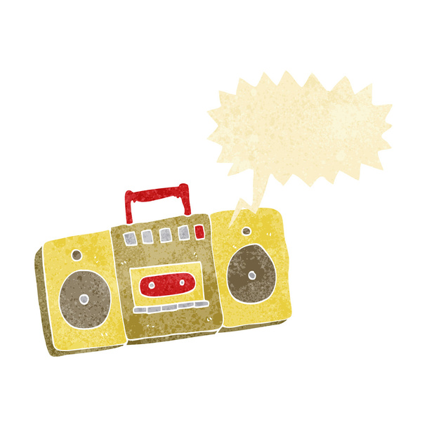 cartoon radio cassette player with speech bubble - Vector, Image