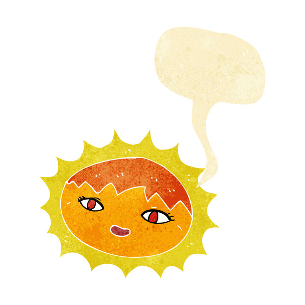cartoon pretty sun with speech bubble - Vektor, Bild