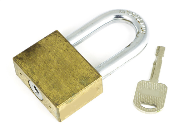 The lock and key on white background - Photo, Image