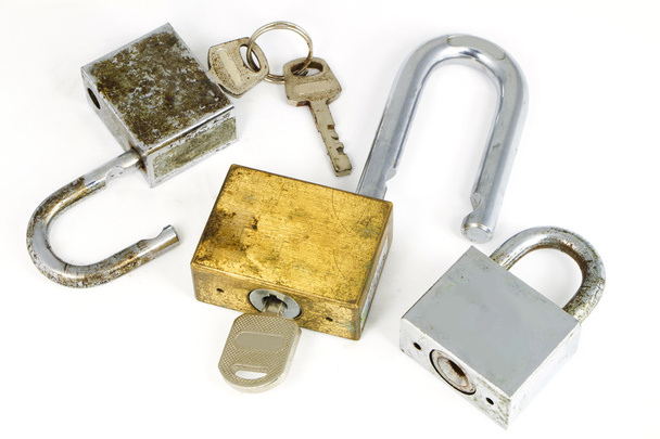 The lock and key on white background - Photo, Image