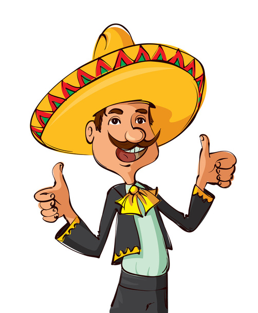 Funny mexican showing thumbs up - Vector, Image
