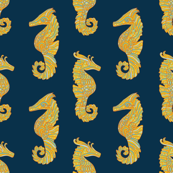 Vector seamless background with seahorses - Vector, Imagen