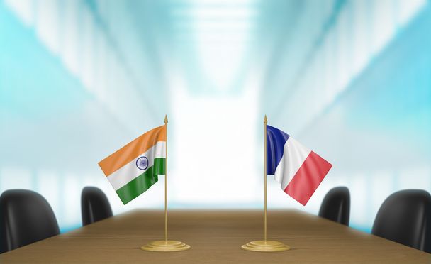 India and France relations and trade deal talks 3D rendering - 写真・画像