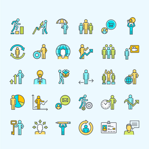 Set of line color business people icons - Wektor, obraz
