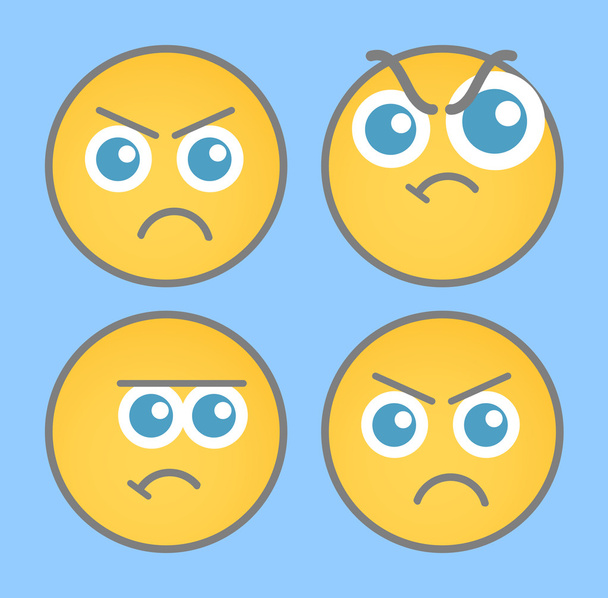 Angry Smiley Vector Set - Vektor, kép
