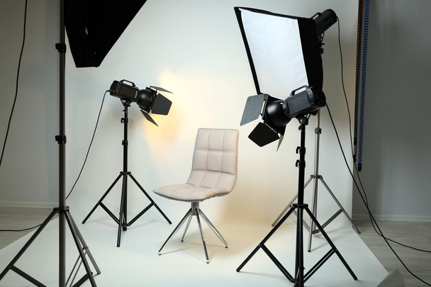 Photo studio with modern interior and lighting equipment - Φωτογραφία, εικόνα
