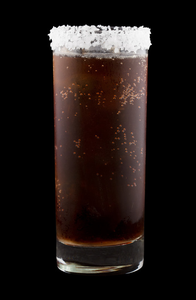 Batanga drink rimmed with salt isolated on black - Fotoğraf, Görsel