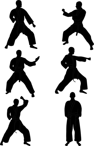 Siluetas de karate
 - Vector, imagen