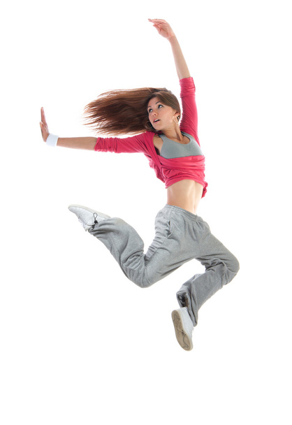  happy pretty modern slim hip-hop style woman dancer dancing jum - Foto, immagini