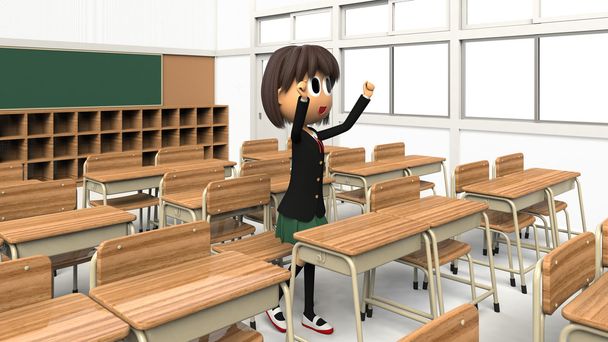 3D-CG image of a rejoice Female student - Zdjęcie, obraz