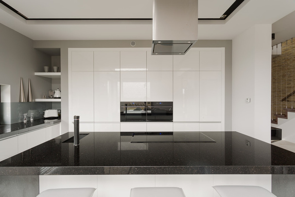 Black and white kitchen interior - Фото, зображення