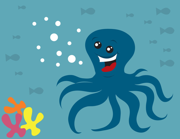 Smiling Octopus - Vetor, Imagem
