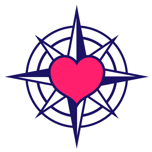 Boussole étoilée avec icône coeur
 - Vecteur, image