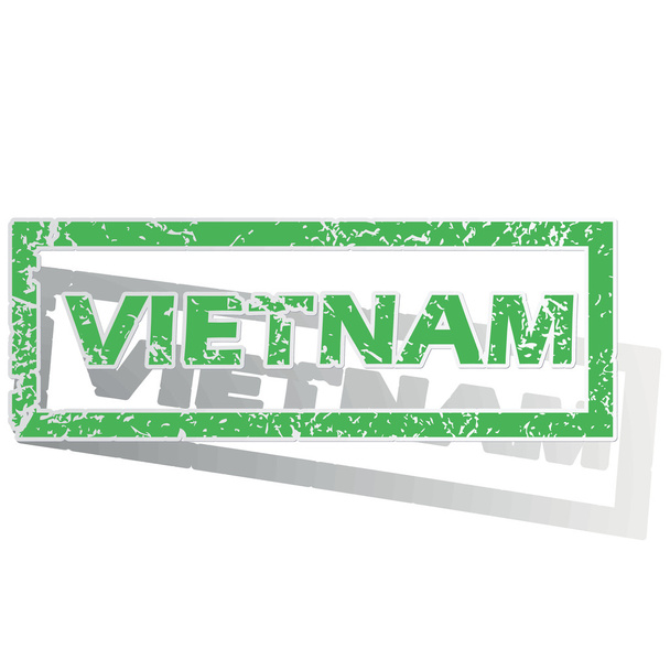 Green outlined Vietnam stamp - Vettoriali, immagini