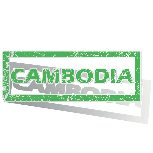 Green outlined Cambodia stamp - Vektör, Görsel