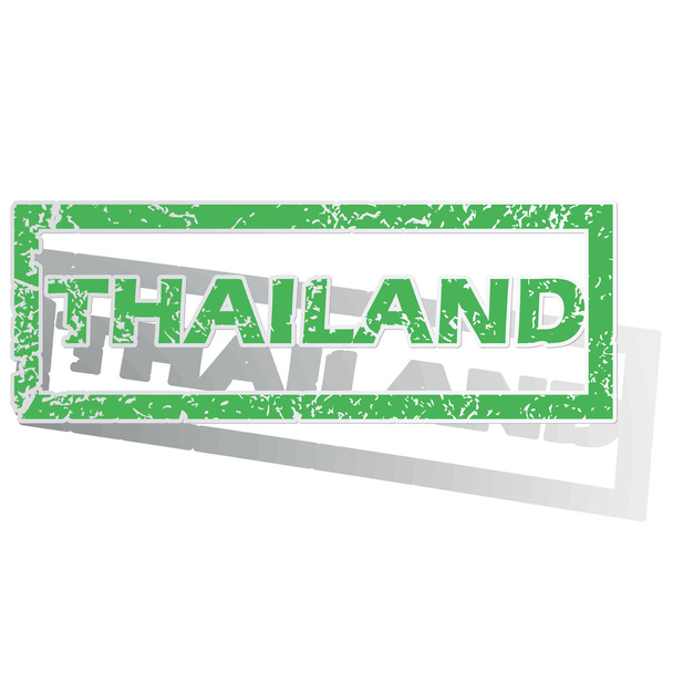 Green outlined Thailand stamp - Vektor, kép