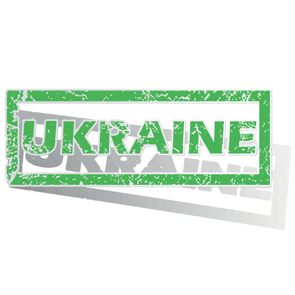 Green outlined Ukraine stamp - Vettoriali, immagini