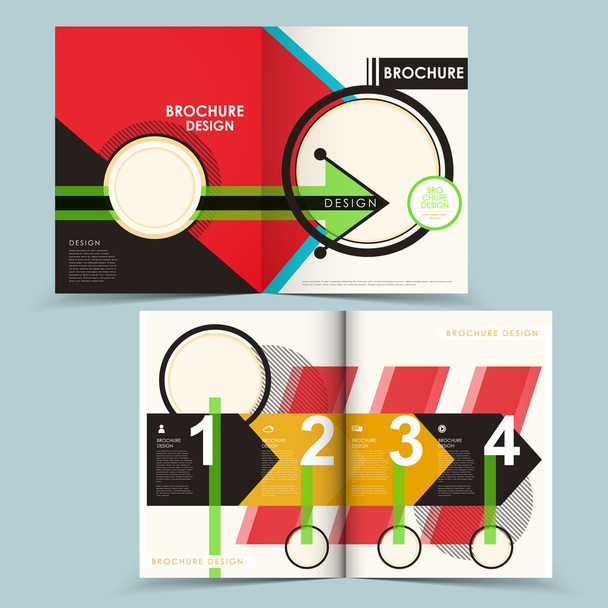 creative geometric half-fold brochure design  - Vektör, Görsel