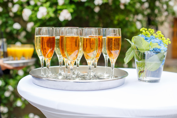 Miska s brýlemi šampaňské a víno - Fotografie, Obrázek