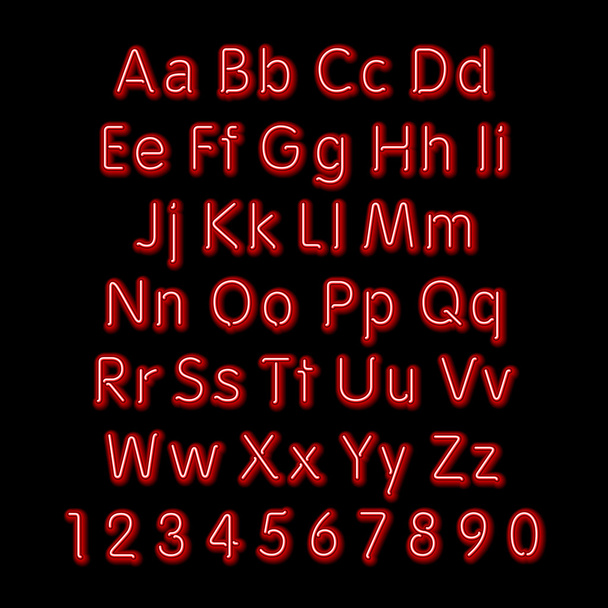 Neon glow alphabet. Vector. design, party, retro, 3d, art, font, - Wektor, obraz