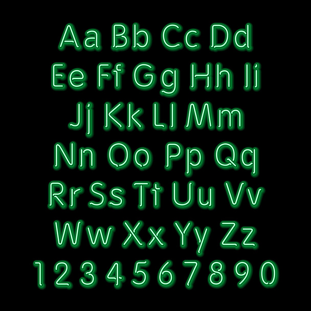 Neon glow alphabet. Vector. design, party, retro, 3d, art, font, - Vector, afbeelding