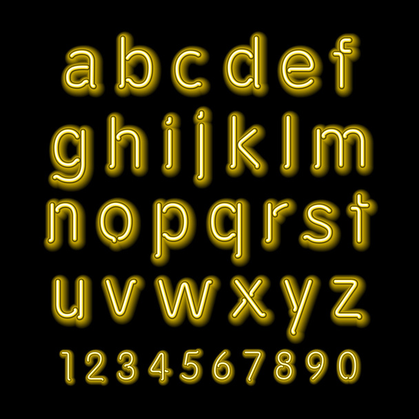 Neon glow alphabet. Vector design party retro 3d neon font, - Vettoriali, immagini