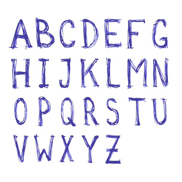 Υδατογραφητό χέρι γραμμένο αλφάβητο. ABC ζωγραφισμένα γράμματα γραμματοσειρά.  - Διάνυσμα, εικόνα