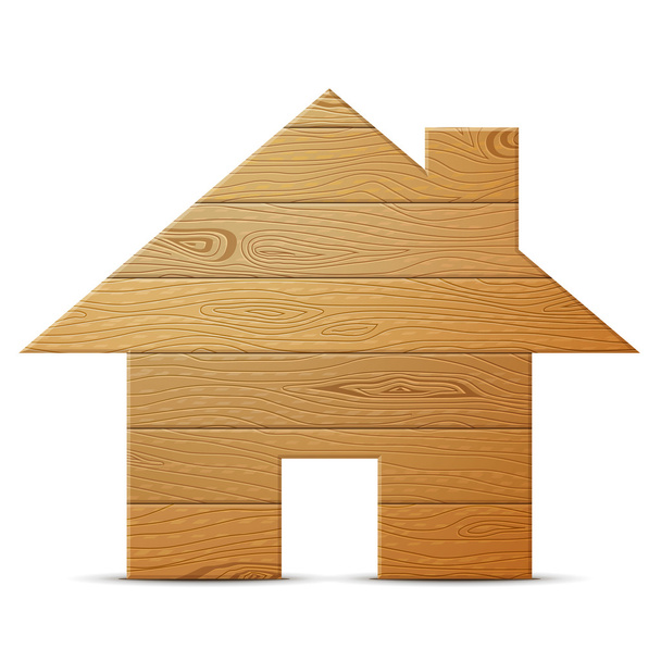 Símbolo da casa de madeira isolada sobre fundo branco
 - Vetor, Imagem