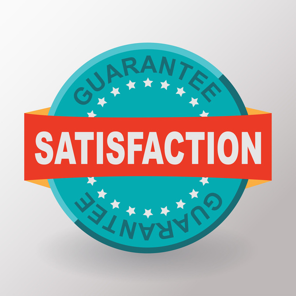 Satisfaction guarantee flat label with ribbon - Vektor, kép