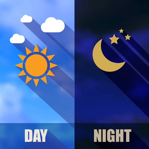 Päivä ja yö julisteita auringon ja kuun
 - Vektori, kuva