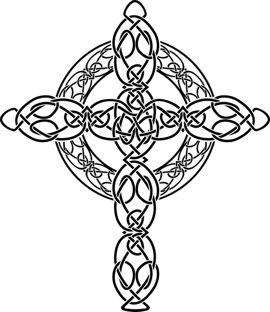 Knotted celtic cross stencil - Vector, Image