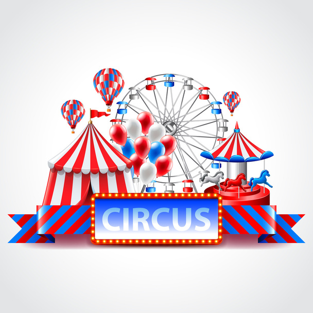 Circus fun fair carnival vector background - Vektör, Görsel