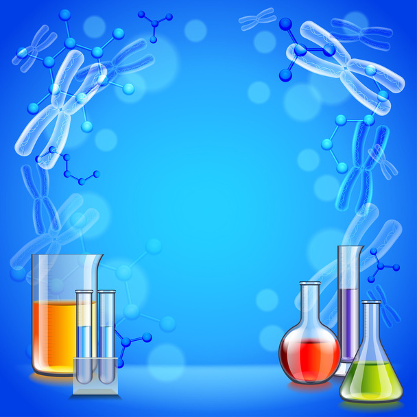 Science background with test tubes and flasks - Vektor, obrázek
