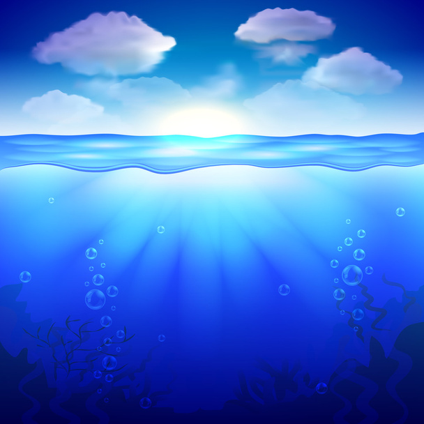 Himmel und Unterwasser-Hintergrund-Vektor - Vektor, Bild