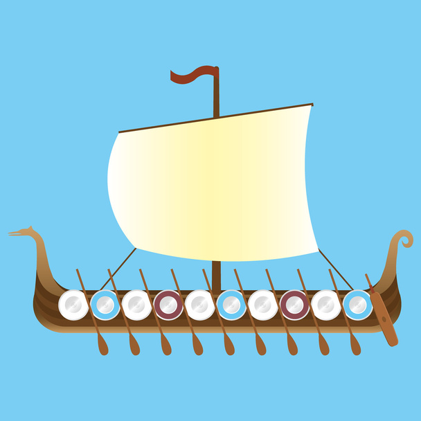 Drakkar viking long ship - Vector, imagen