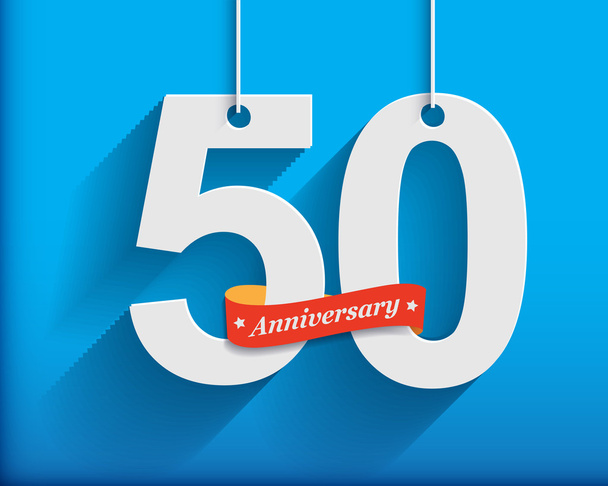50 Anniversary numbers with ribbon - Vector, Image