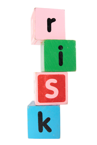 Risiken bei Spielzeug-Blockbuchstaben mit Clipping-Pfad - Foto, Bild