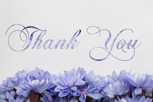 Thank you - flowers decoration, floral background and beautiful handwriting
 - Фото, изображение