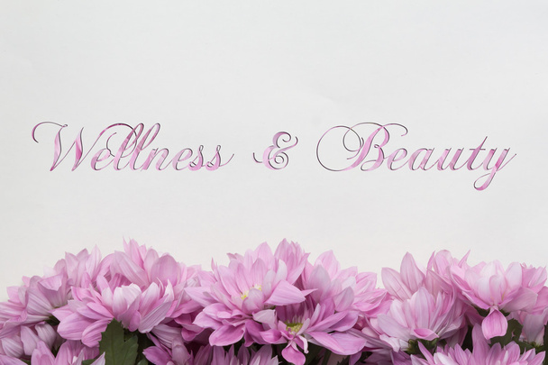 Wellness and beauty flowers decoration , floral background and beautiful handwriting - Photo, image
